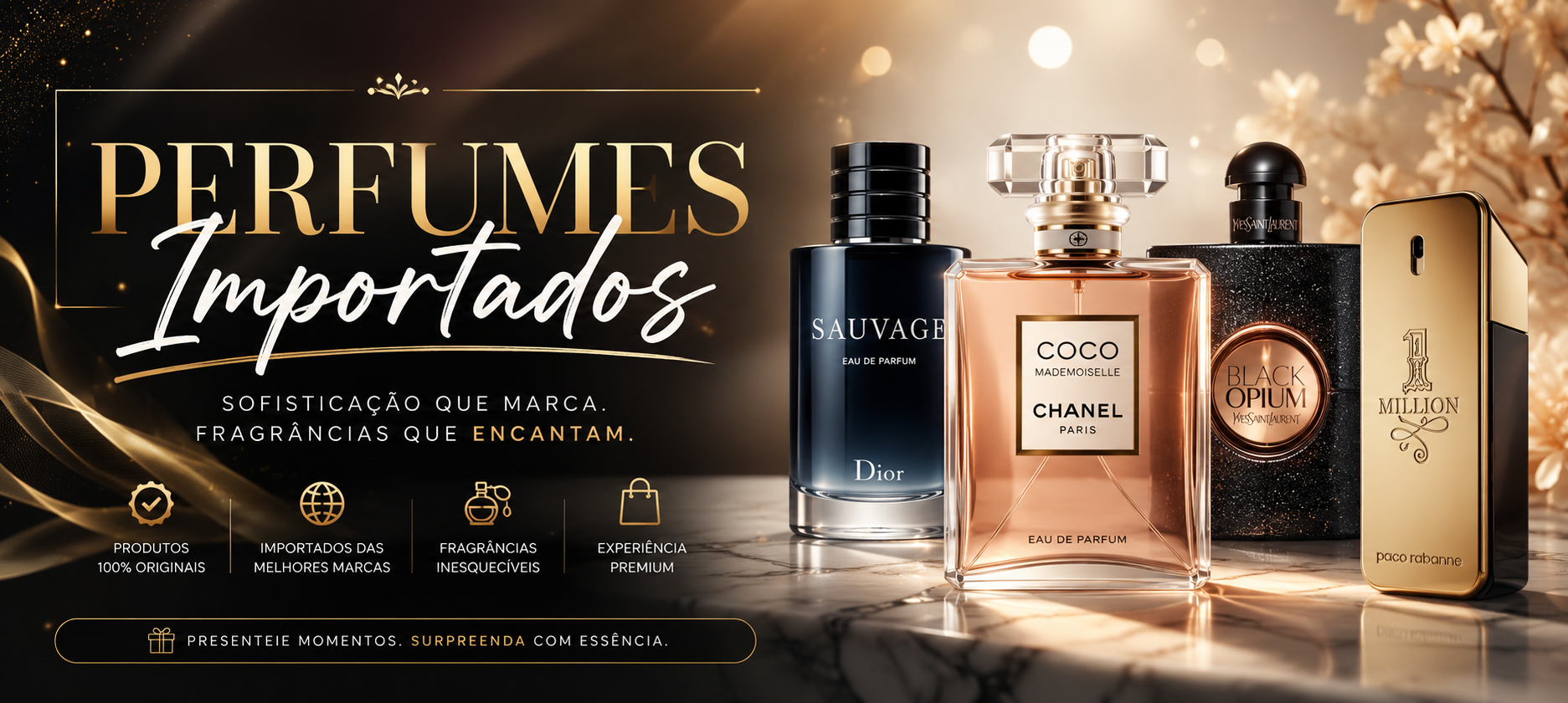 Banner de perfumes importados masculinos e femininos